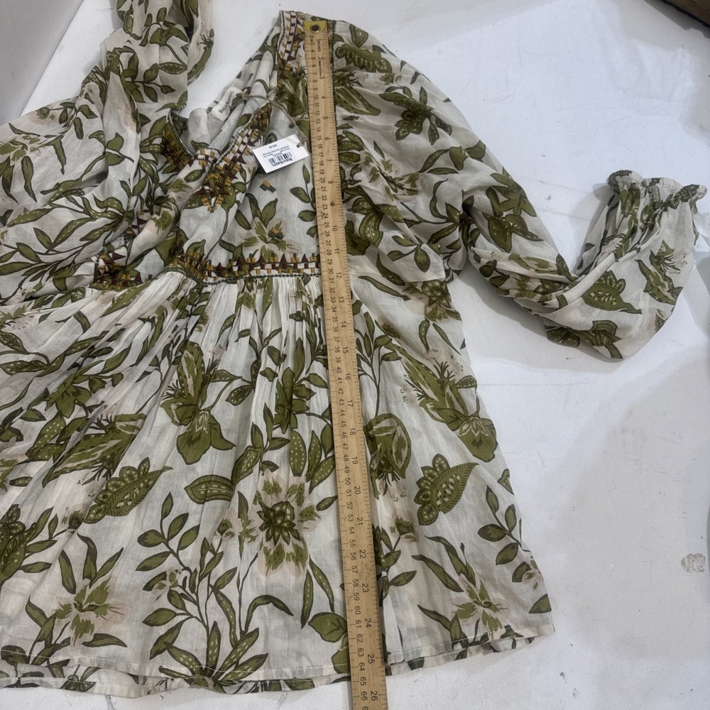 World Market Blouse Embroidered Green Floral 100% Cotton Women's Size L/XL New - Picture 7 of 15